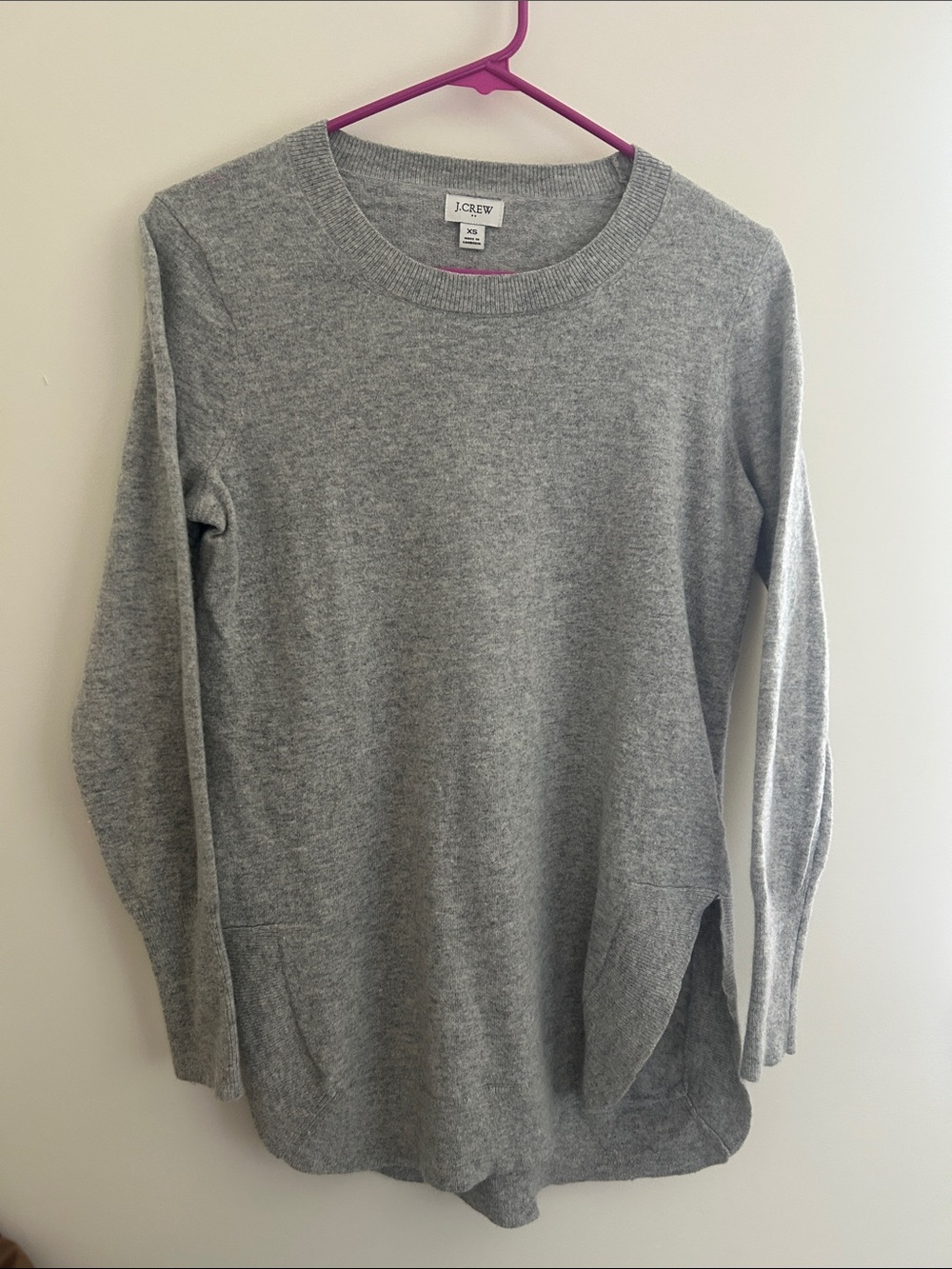 J. Crew Factory Heather Gray Crewneck Tunic Sweater